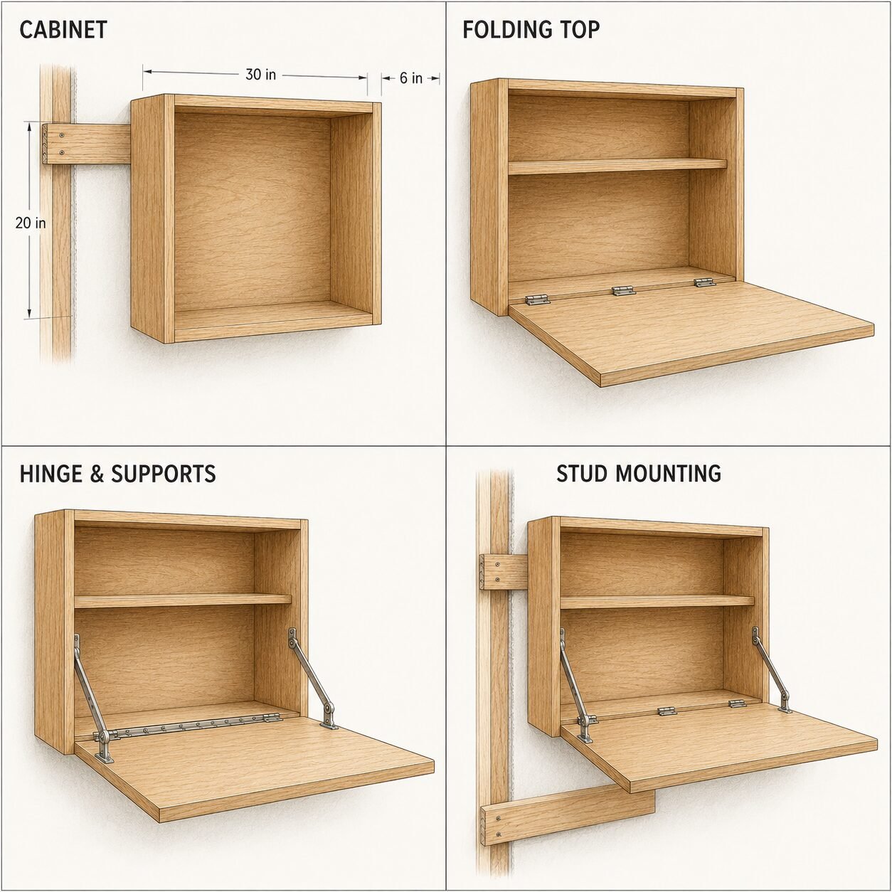 How to Build a Wall-Mounted Folding Laundry Station construction breakdown