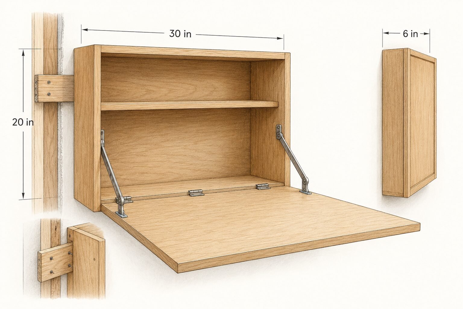 Wall-mounted folding laundry station woodworking plan