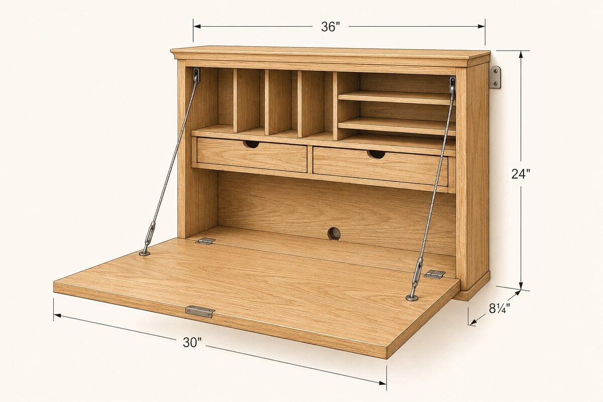 How to Build a Wall-Mounted Fold-Down Desk